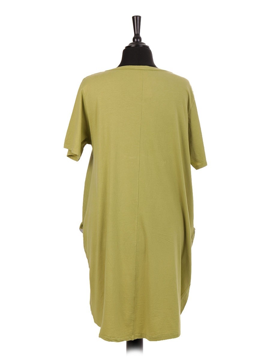 Italian Linen Embellished Pockets Lagenlook Dress
