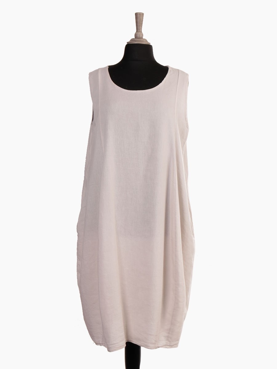 Italian Sleeveless Linen Lagenlook Dress