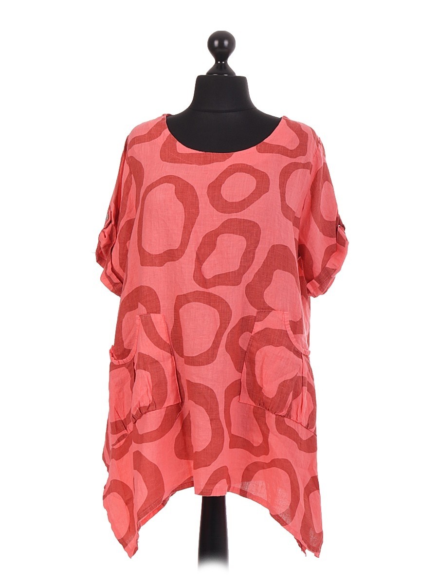 Made in Italy clothing, Italian Linen Circle Print Tunic Top