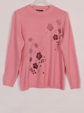 Cashmere Mix Pearl Detail Flower Pattern Knitted Jumper