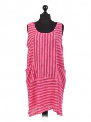 Italian Cotton Stripy Sleeveless Dress