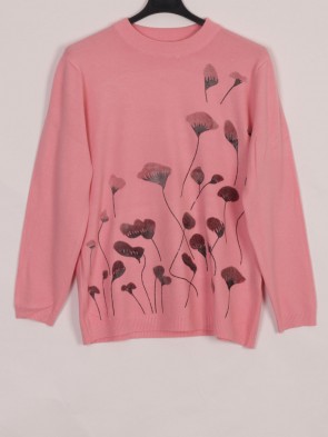 Floral Pattern Cashmere Mix Knitted Jumper