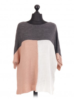 Contrast Panel Knitted Batwing Jumper