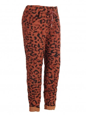 Plus Size Italian Leopard Print Cotton Magic Pants