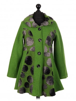 Italian Medium Length Flared Lana Wool Coat