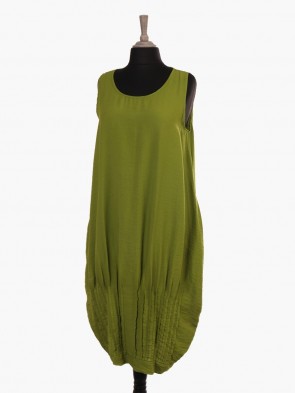 Italian Sleeveless Pleated Hem Lagenlook Dress
